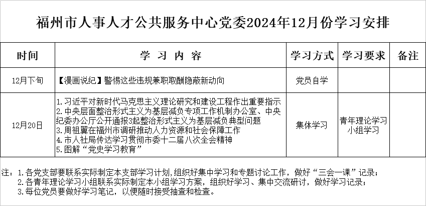 福州市人事人才公共服務中心黨委2024年12月份學習安排.jpg